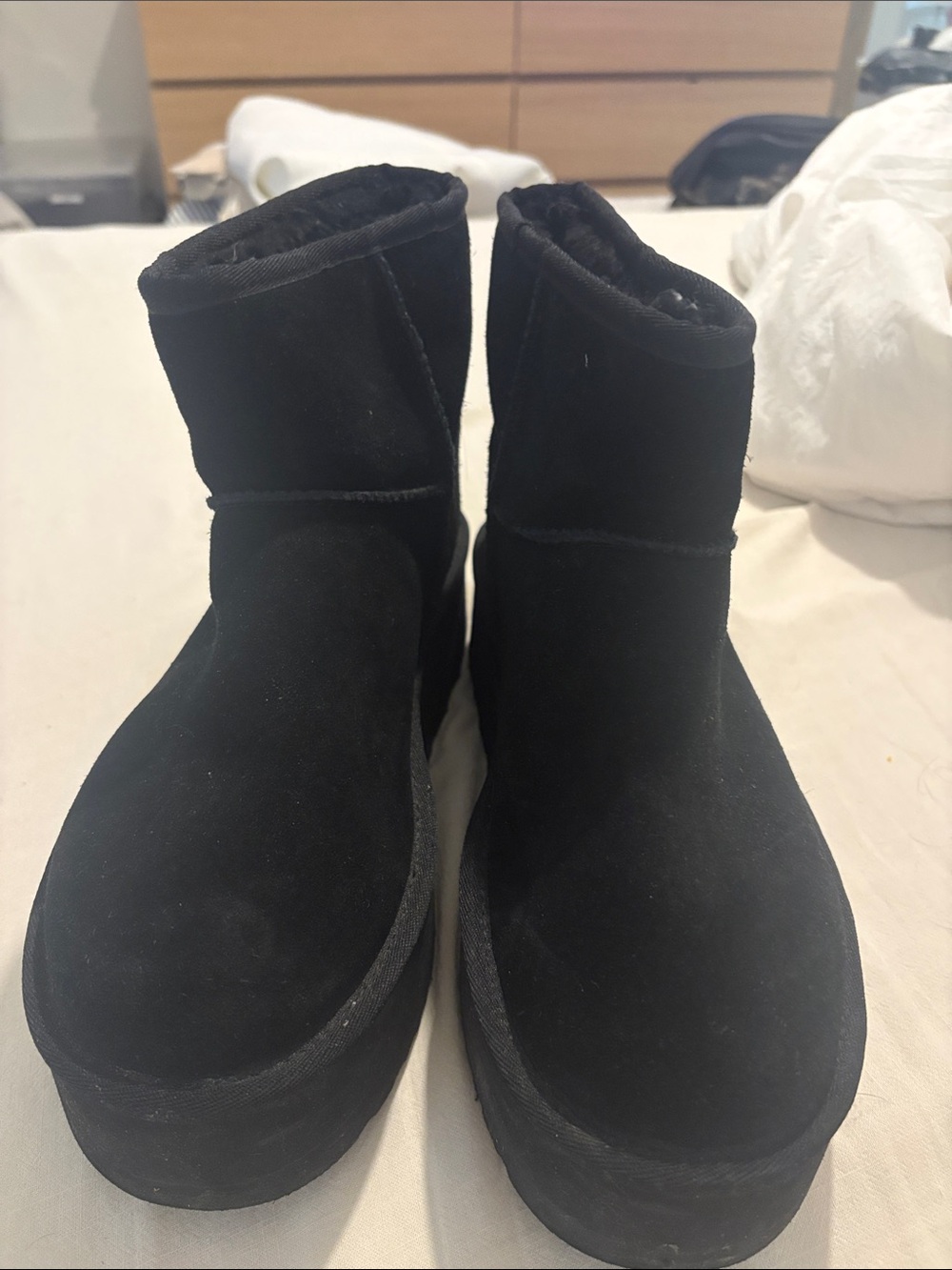 UGG Black Platform Short Classic Suede Winter Boots